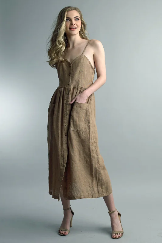 Button Front Linen Dress Silk unclassified dresses