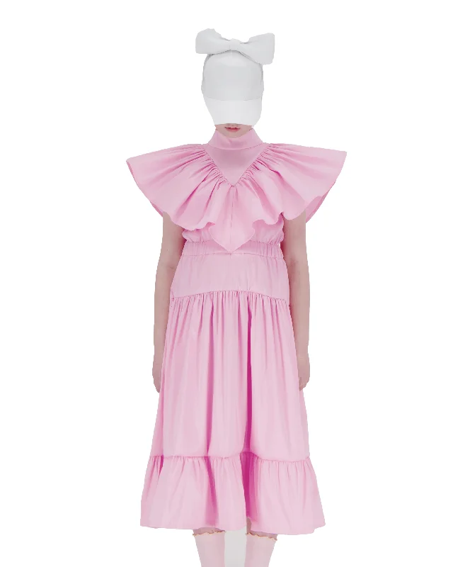 CAROLINE BOSMANS AW24 Tafta Ruffled Dress in Pink Unique unclassified dresses