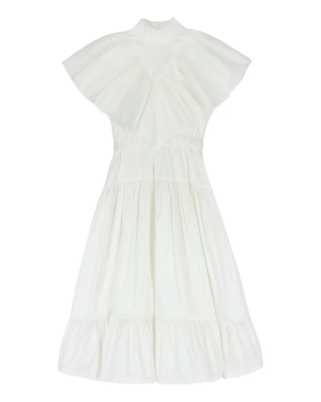 CAROLINE BOSMANS AW24 Tafta Ruffled Dress in White Plus size unclassified dresses