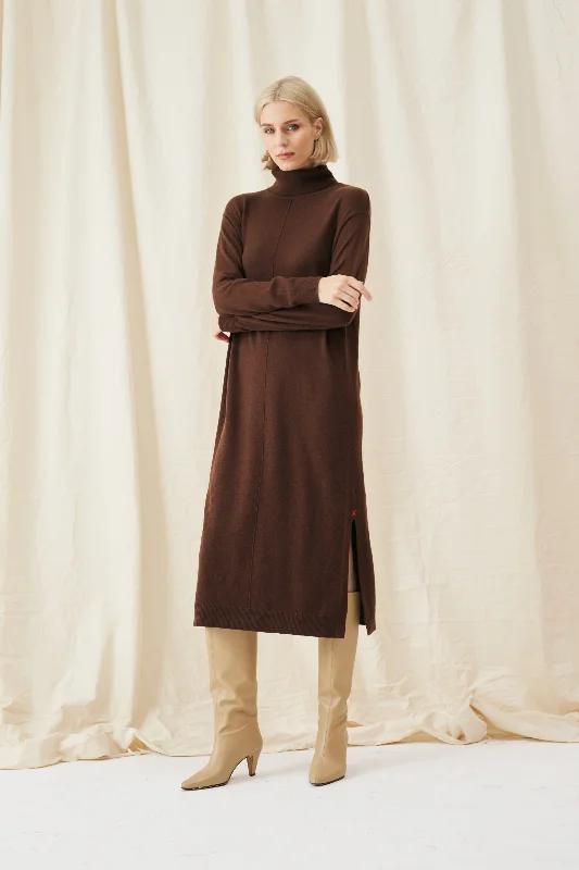 Cocoa Wool-Cashmere Rollneck Dress Graduation unclassified dresses