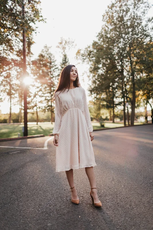 Colette Swiss Dot Dress in Ivory Silk unclassified dresses