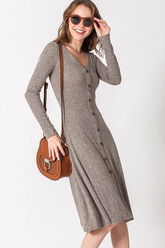 Ruby Button Down Dress in Mocha High-end unclassified dresses