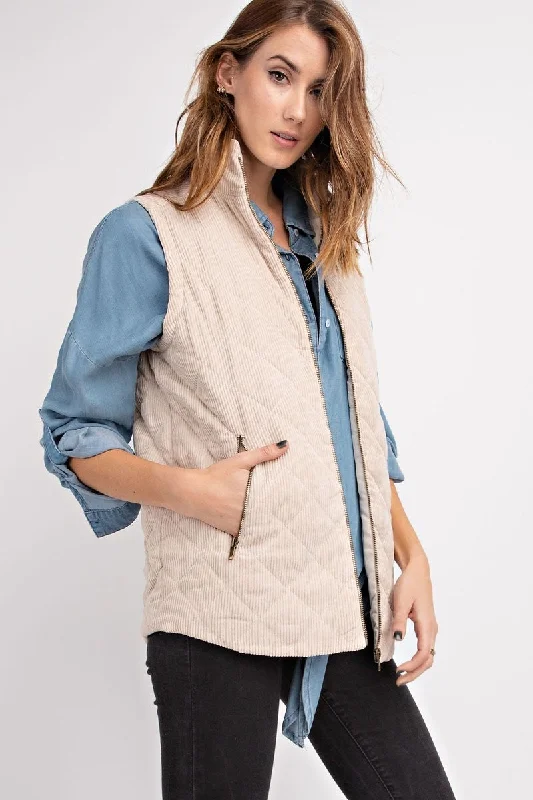 Corduroy Fall Vest in Oatmeal Everyday wear unclassified dresses