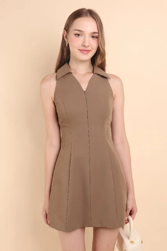 COREY ZIPPER DRESS IN BROWN Comfortable unclassified dresses