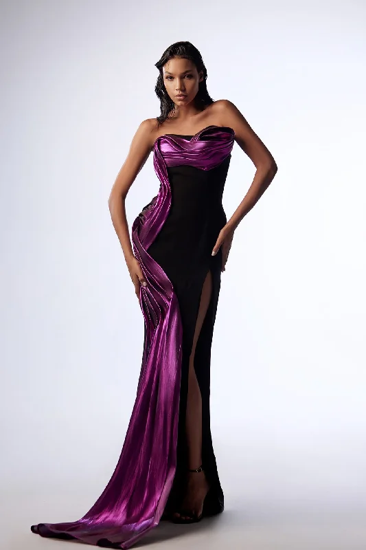 Crepe and satin mermaid dress Backless unclassified dresses