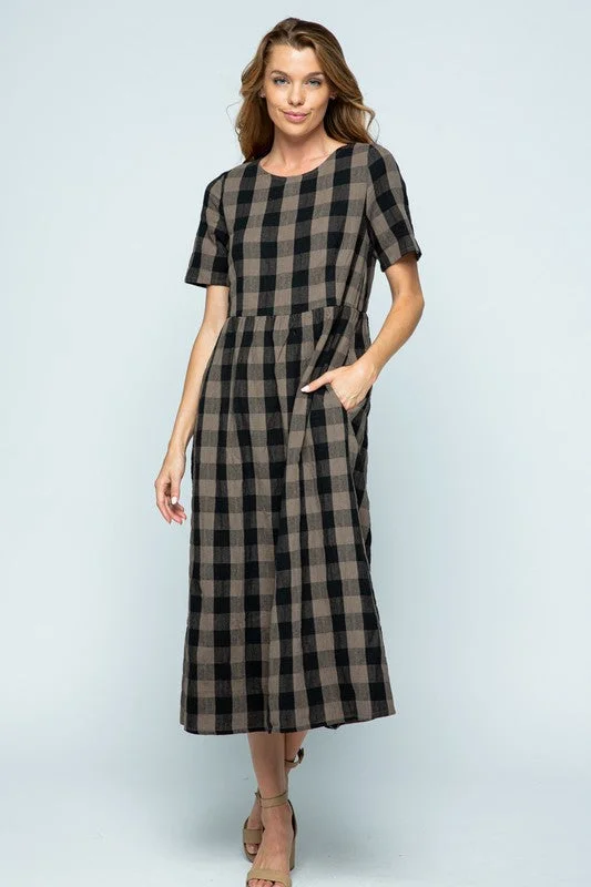 Dani Checkered Dress in Espresso Chic unclassified dresses