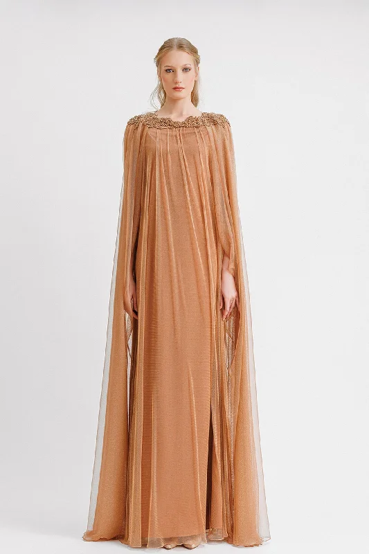 Draped back loose cut copper kaftan Corset unclassified dresses