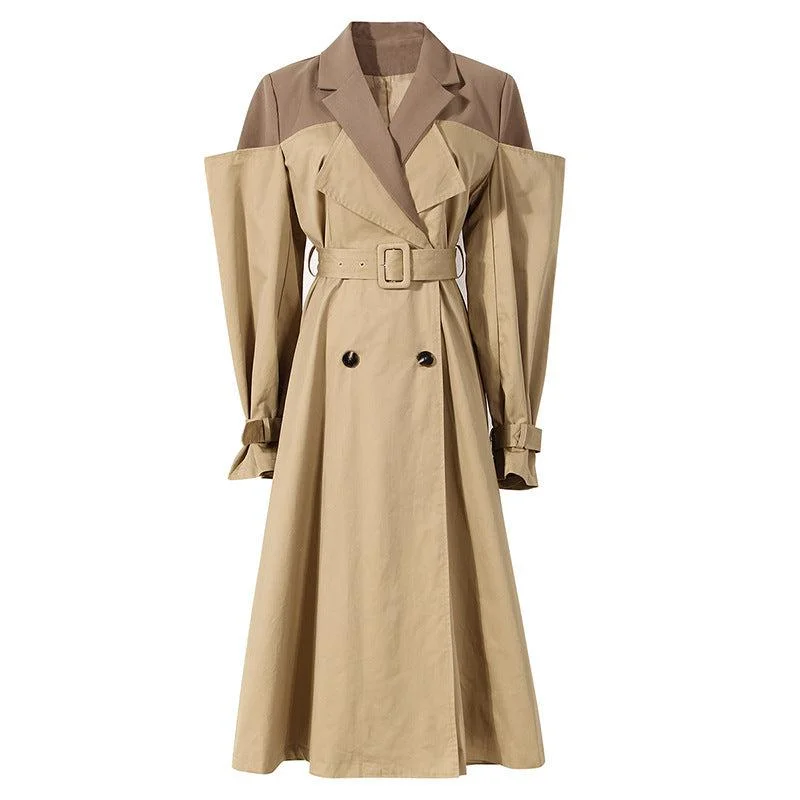 Dream Architect Two Color Collar Trench Coat Cotton unclassified dresses