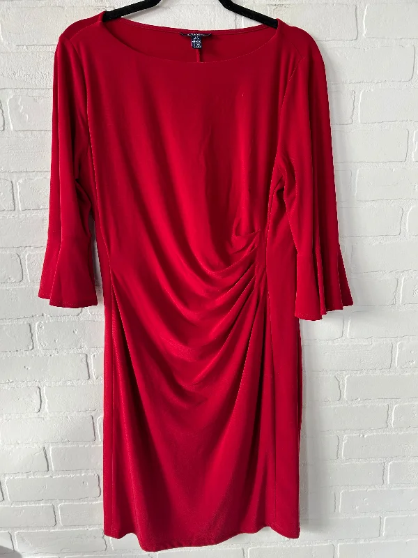 Dress Work By Chaps In Red, Size: L Embroidered unclassified dresses