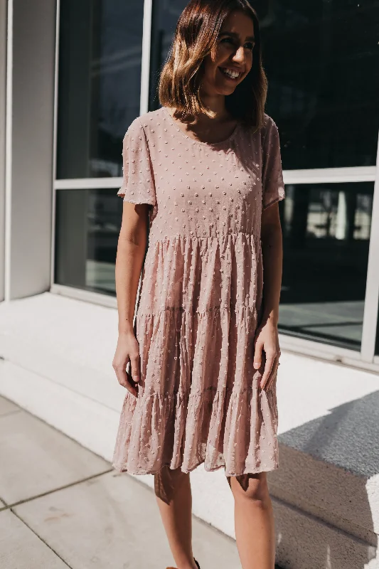 Eleanor Swing Dress in Swiss Dot Blush Graduation unclassified dresses