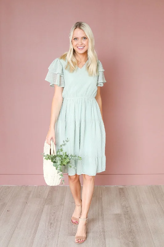 Elisa Swiss Dress in Sage Graduation unclassified dresses