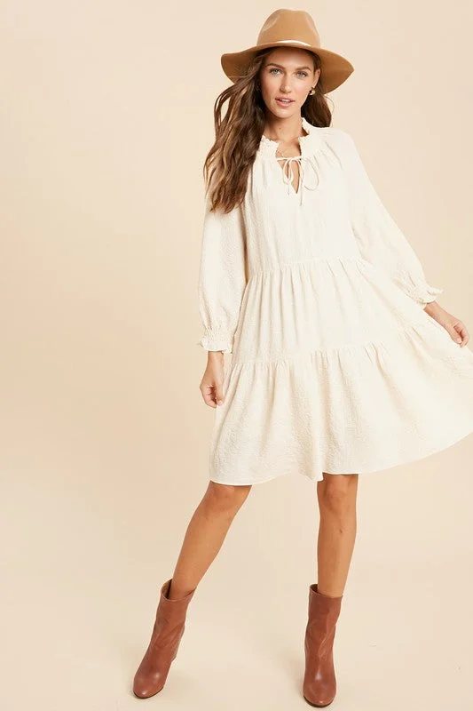 Elsie Ruffle Dress in Cream A-line unclassified dresses