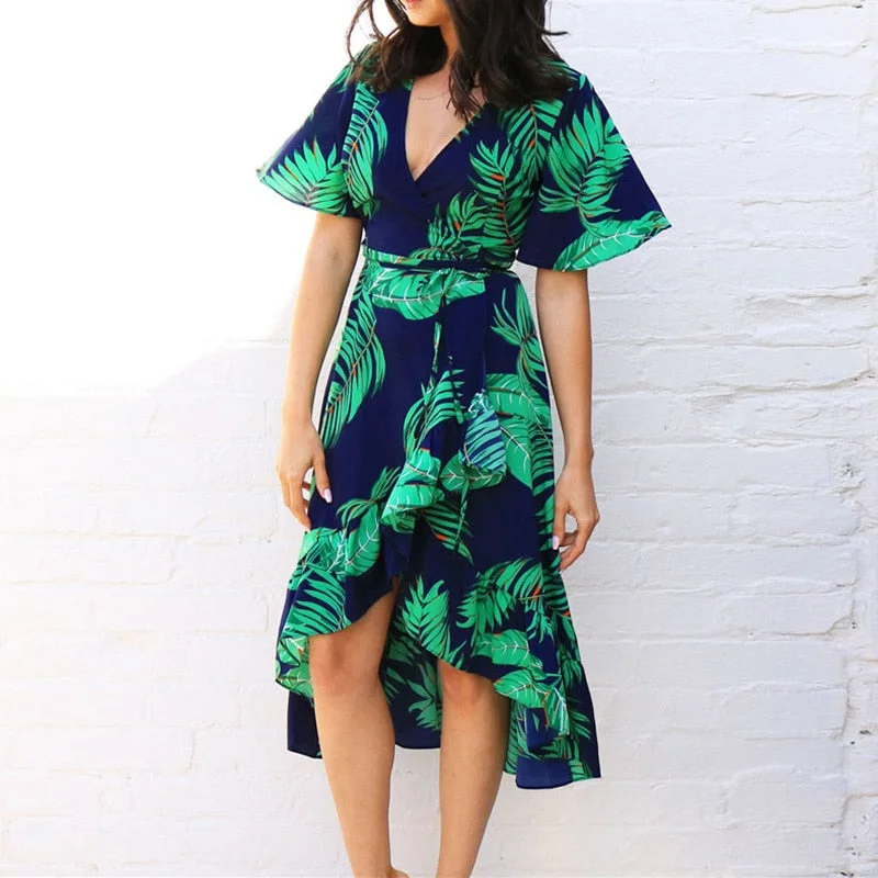 Floral Print Boho Style Summer Beach Dress Brunch floral dresses