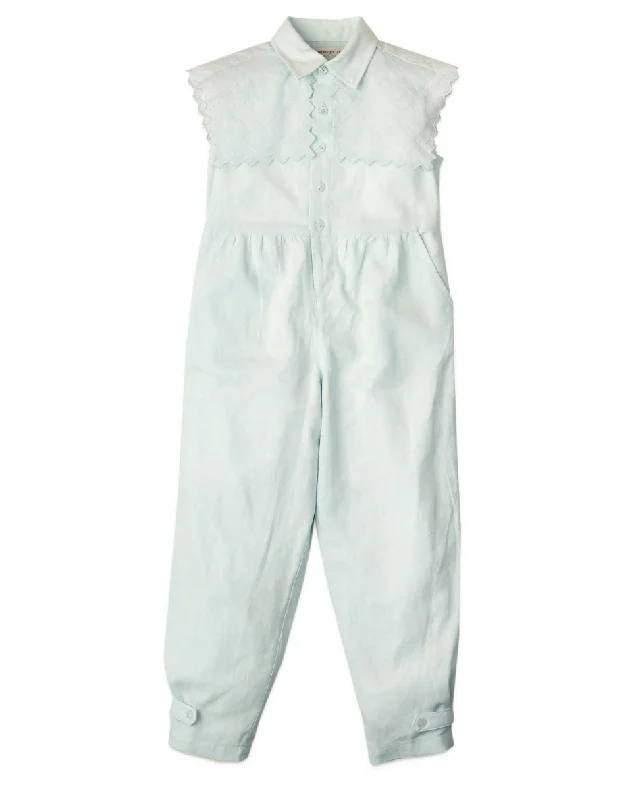 GINGERSNAPS SS24 Girls Linen Jumpsuit with Embroidered Linen Collar Boho unclassified dresses