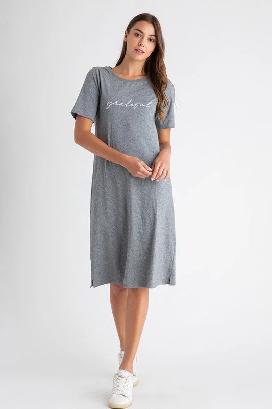 Grateful Tee Dress in Charcoal Color block unclassified dresses