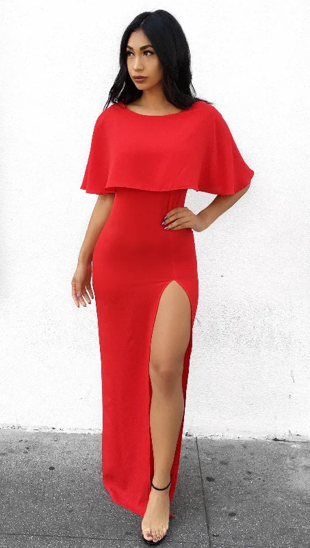 Gwen Scoop Back Dress- Red ( Medium Left ) Tiered unclassified dresses