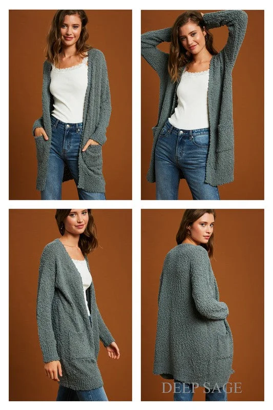 Hailey Popcorn Cardi in Deep Sage Budget-friendly unclassified dresses