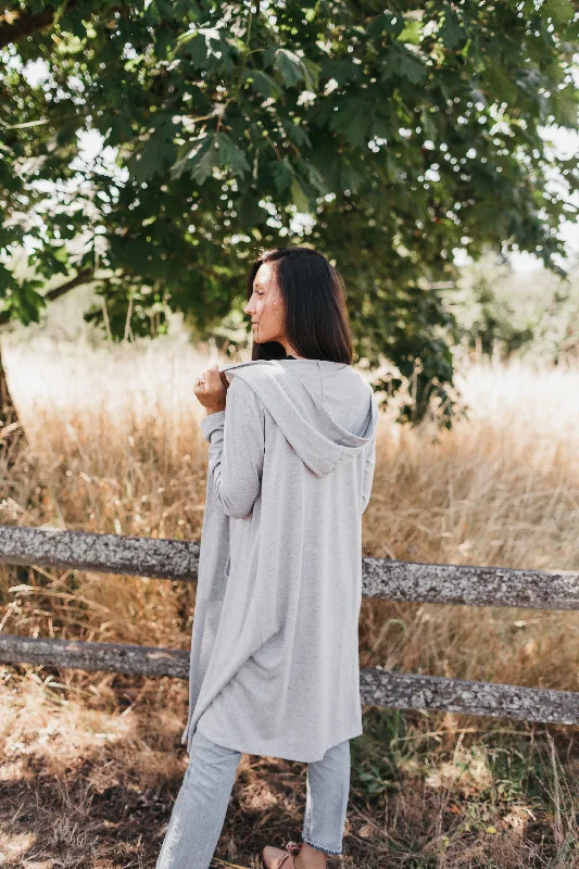 Hooded Cardigan in Grey Breathable unclassified dresses