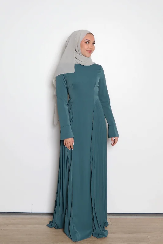 Kelsi Soft Pleat Dress- Teal Flowy unclassified dresses