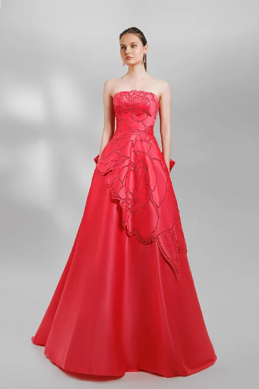 Laser cut strapless satin dress Popular unclassified dresses