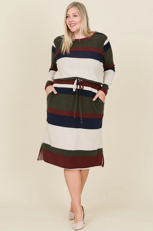 Lora Bold Stripe Dress in Forest Green PLUS Floral unclassified dresses