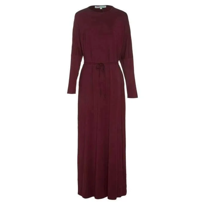 Maroon Batwing with Tie Waist Dress Smocked unclassified dresses