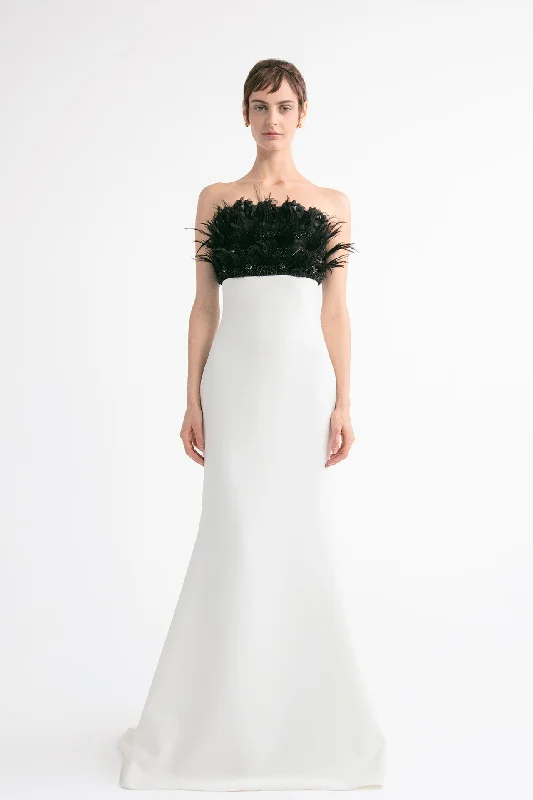 Mermaid dress with feathered bodice Long unclassified dresses