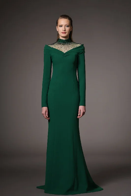 Mermaid gown with emerald embroidery Engagement unclassified dresses