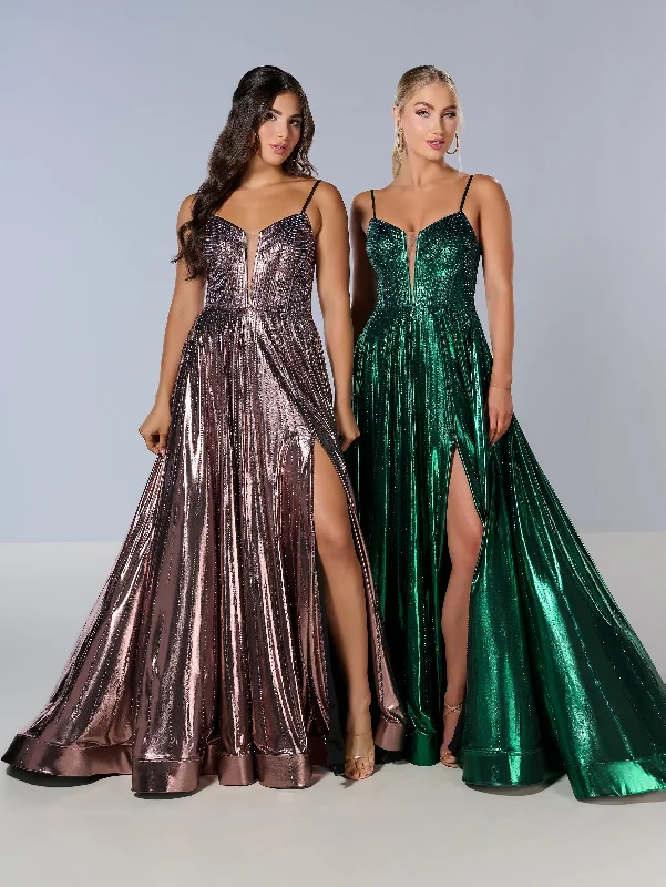 Metallic Sleeveless A-line Slit Gown by Tiffany Designs 16189 Sleeveless unclassified dresses