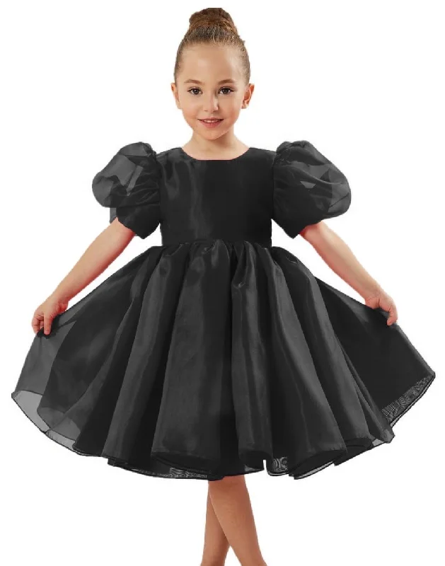 2Bunnies Girls' Organza Puff Sleeve Babydoll Skater Dress Embroidered unclassified dresses