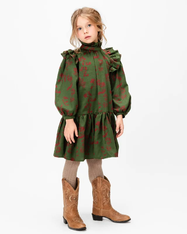 PAADE MODE "WINTER MEADOW" Cotton Green Dale Dress in Geneva Designer unclassified dresses