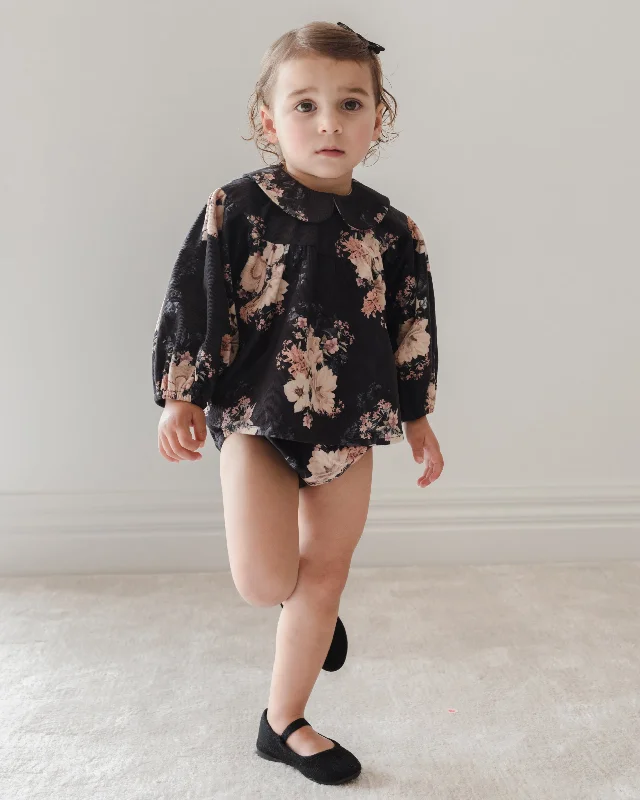 PETITE AMALIE "Enchanted Delight" BEBE Black Bouquet Cord Blouse and Bloomer Set Best-selling unclassified dresses