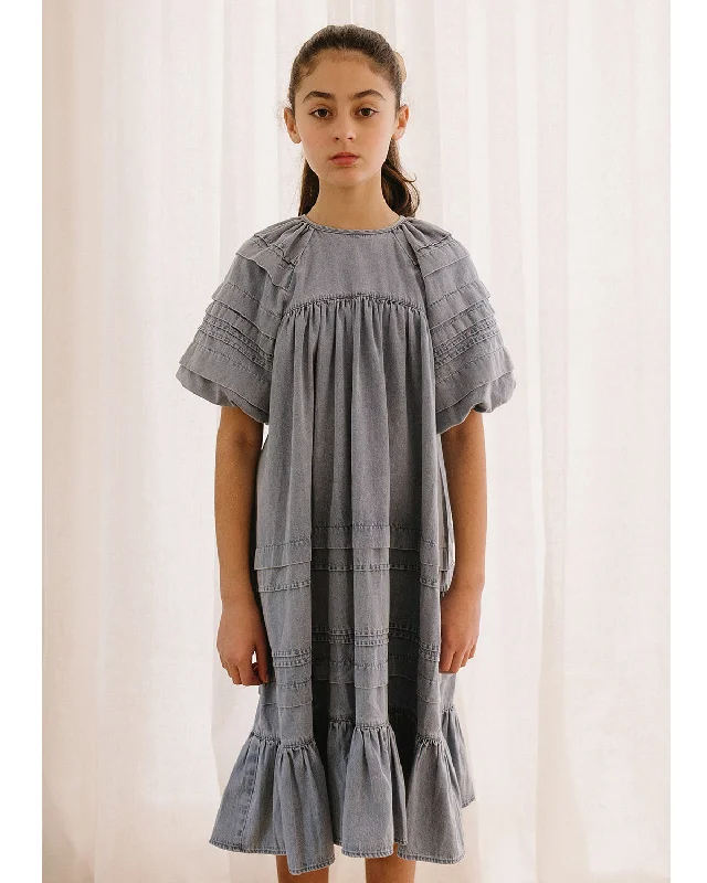 PETITE AMALIE "Soleil" Pleated Chambray Smock Dress Halter unclassified dresses