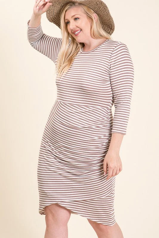 Rachel Black & White Stripe Dress in PLUS Stretchy unclassified dresses