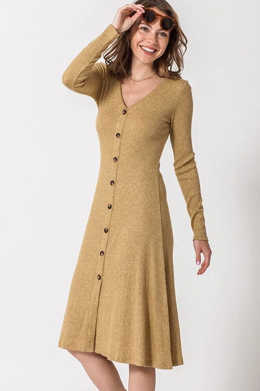 Ruby Button Down Dress in Light Mustard Women's unclassified dresses