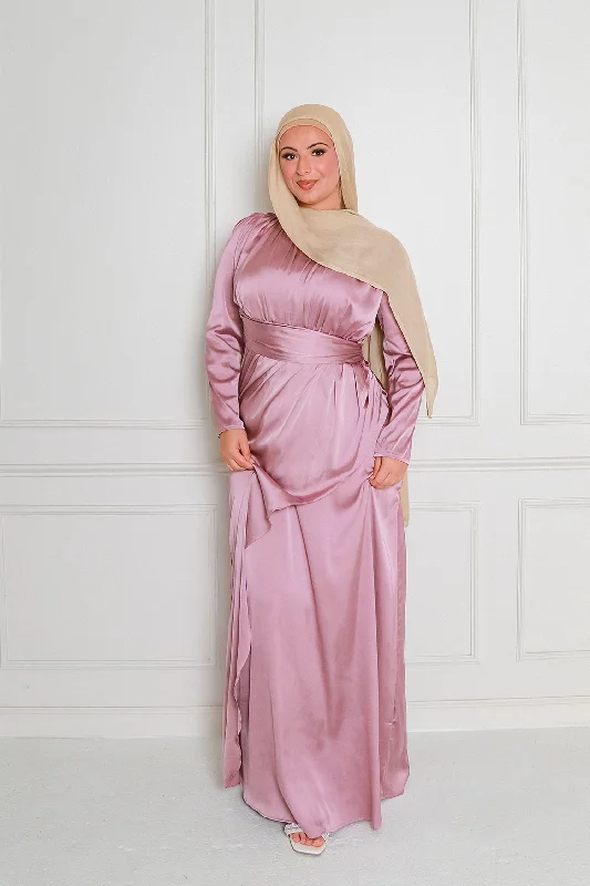 Sarai Layer Satin Dress- Dusty Rose Pink Club unclassified dresses