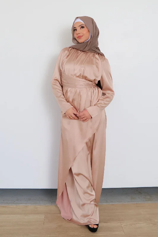 Sarai Layer Satin Dress- Rose Gold Pastel unclassified dresses