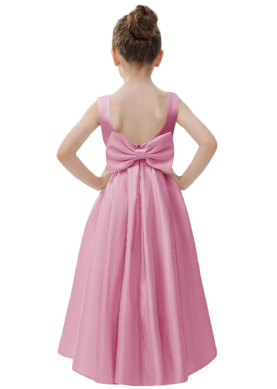 2Bunnies Satin Bow-Knot Girl Dress in Dusty Pink Tiered unclassified dresses