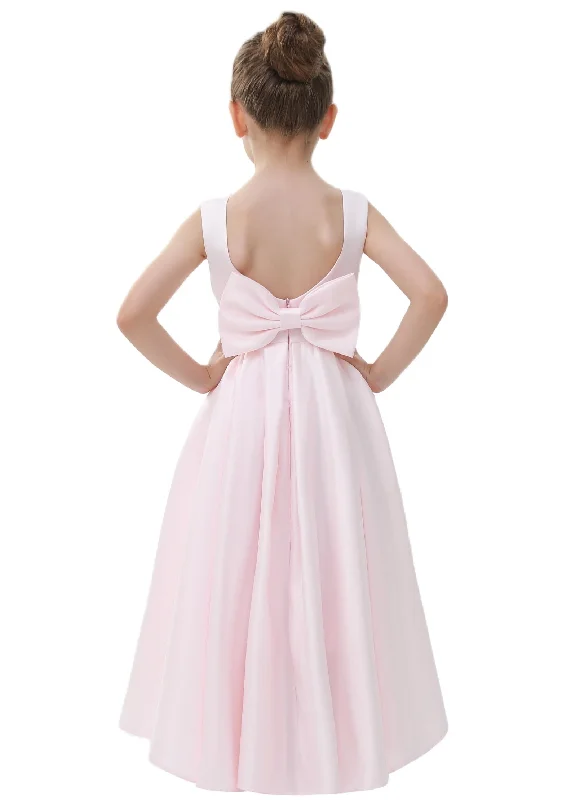 2Bunnies Satin Bow-Knot Girl Dress in Pink Party unclassified dresses