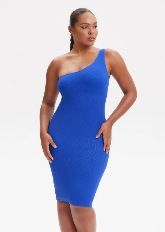 SnatchedKnit One-Shoulder Knee Dress Cocktail unclassified dresses