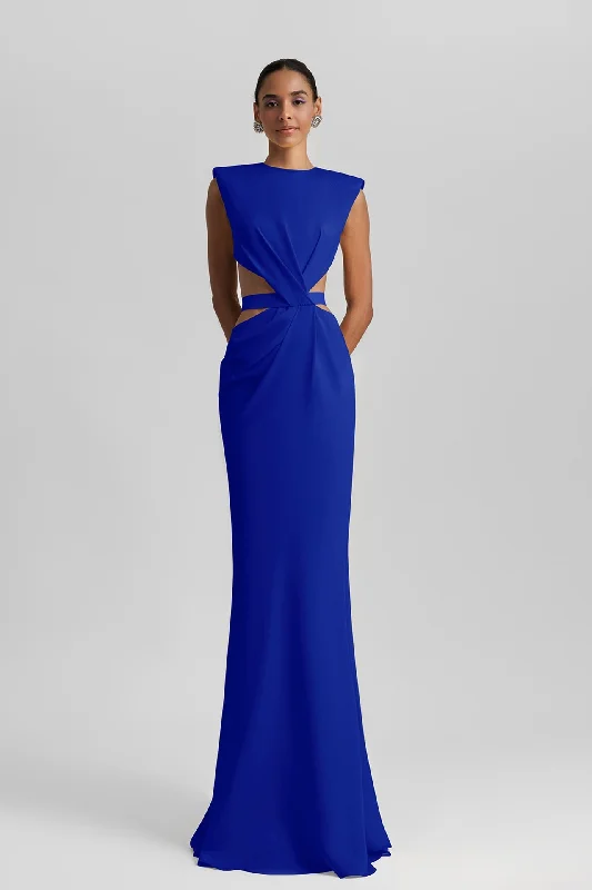 Sleeveless royal blue dress with cut-outs Date night unclassified dresses