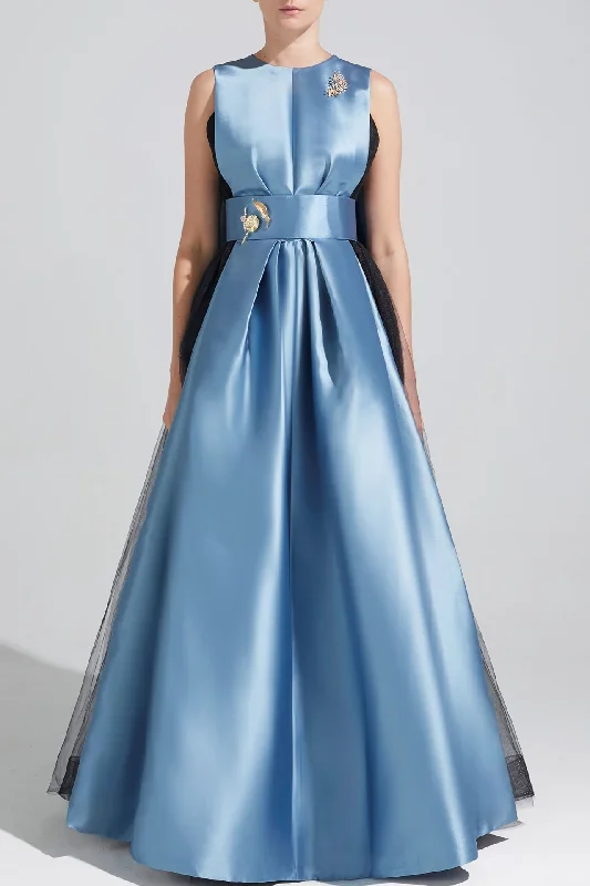 Sleeveless taffeta dress with wide belt Festival unclassified dresses