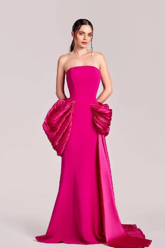 Strapless crepe dress with organza details Preppy unclassified dresses