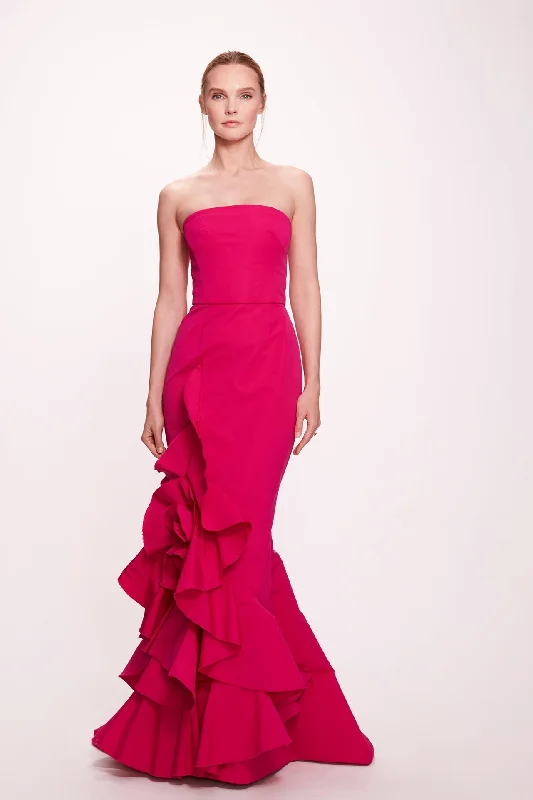 Strapless faille gown with hand draped rose Office unclassified dresses