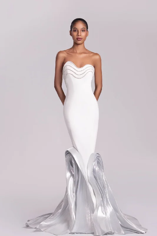 Strapless fitted gown with metallic details Holiday unclassified dresses