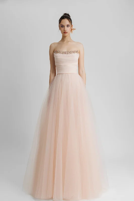 Strapless flared dress with beading Cocktail unclassified dresses