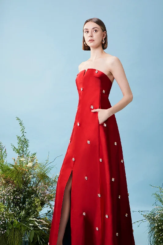 Strapless taffeta dress with embellishments Budget-friendly unclassified dresses