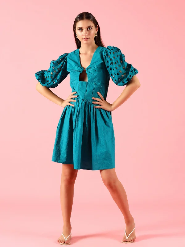 Teal Blue Cotton Dress Wrap unclassified dresses