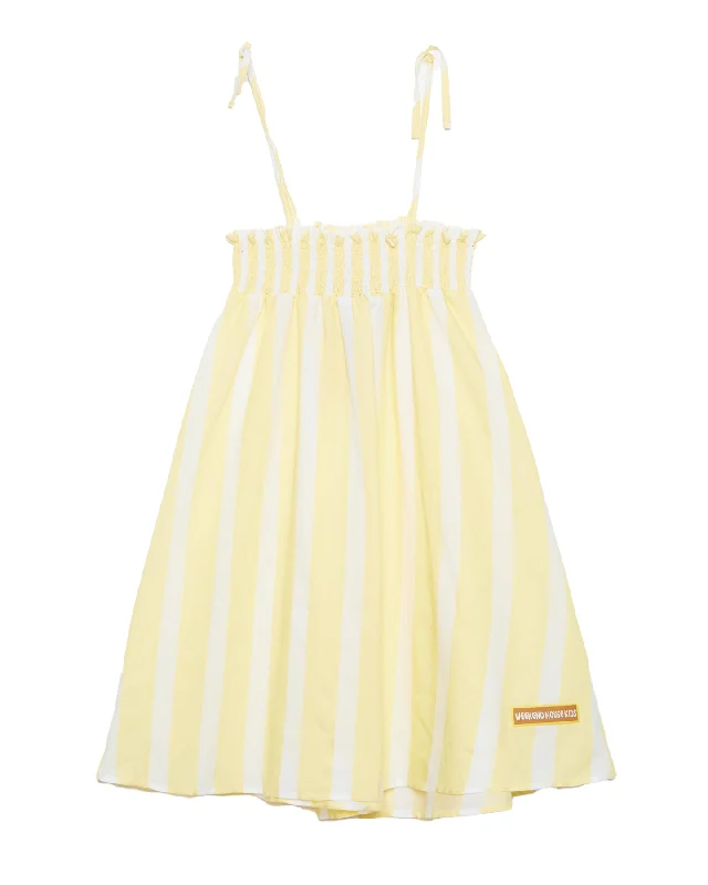 WEEKEND HOUSE KIDS "Things I Like" YELLOW STRAPLESS SMOKED STRIPES DRESS Formal unclassified dresses