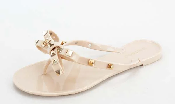 Women's Studded Jelly Sandal In Nude Office unclassified dresses